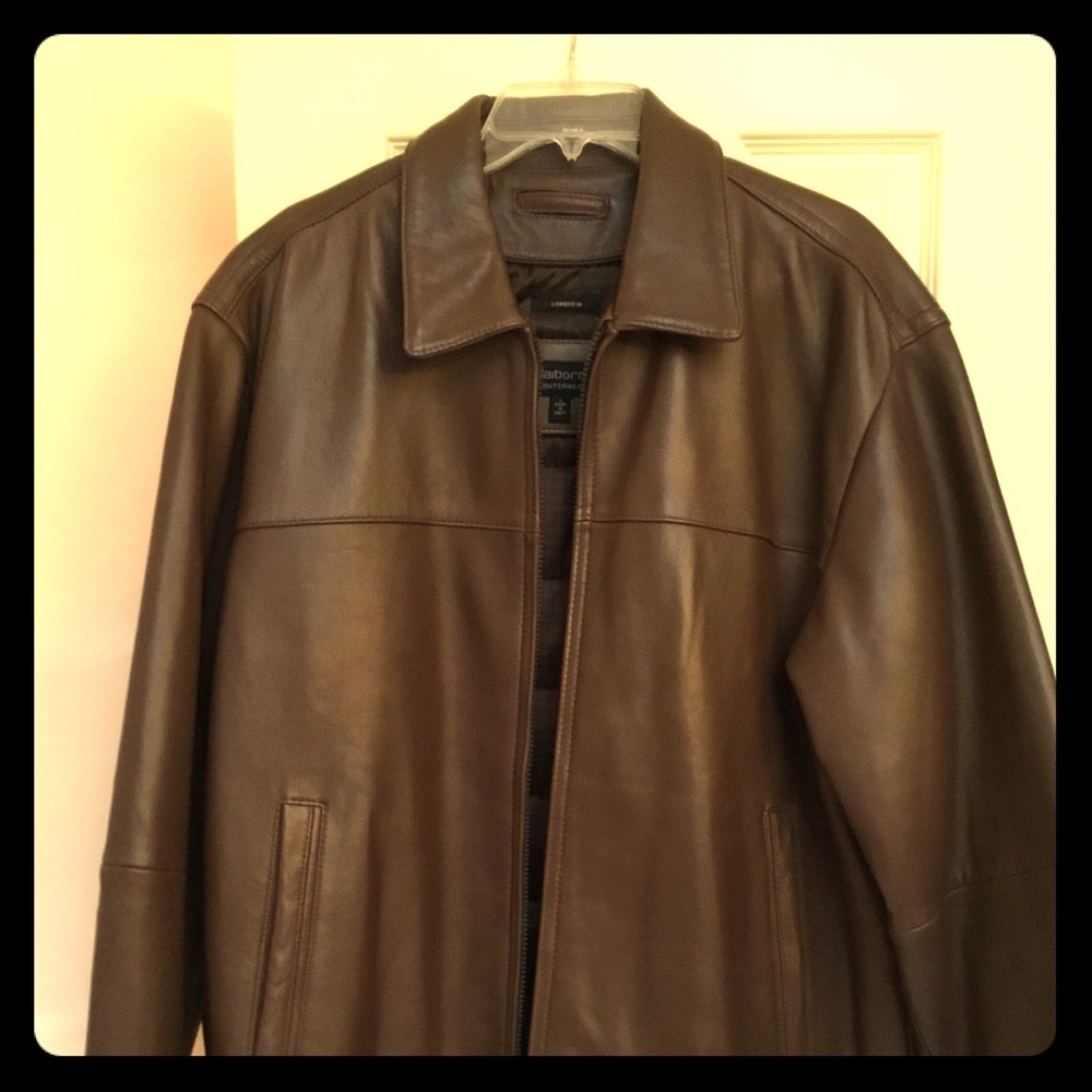 Claiborne Outerwear brown leather jacket Size L